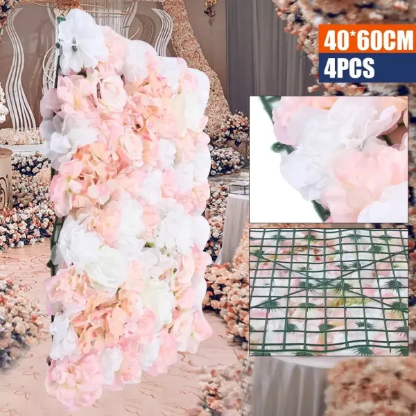 CNCEST 4 kusy Umělé květinové panely Romantická nástěnná dekorace na pozadí pro domácí svatební výzdobu 40x60cm (bílá + šampaňské) CNCEST 4 kusy Umělé květinové panely Romantická nástěnná dekorace na pozadí pro domácí svatební výzdobu 40x60cm (bílá + šampaňské)