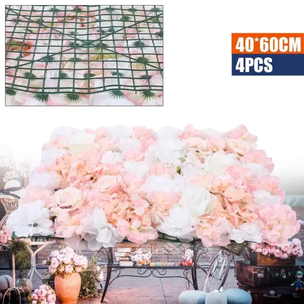 CNCEST 4 kusy Umělé květinové panely Romantická nástěnná dekorace na pozadí pro domácí svatební výzdobu 40x60cm (bílá + šampaňské) CNCEST 4 kusy Umělé květinové panely Romantická nástěnná dekorace na pozadí pro domácí svatební výzdobu 40x60cm (bílá + šampaňské)