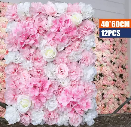 12x40x60cm Umělá růže květinová stěna Svatební dekorace Pouliční pozadí Hedvábná květinová stěna
