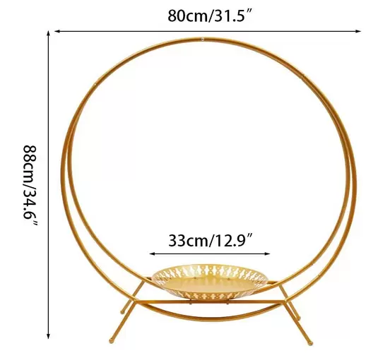 Svatební oblouk se 2 kroužky se stojanem na dort, Kovaný svatební oblouk, Dekorativní doplňky, Průměr: 80 cm