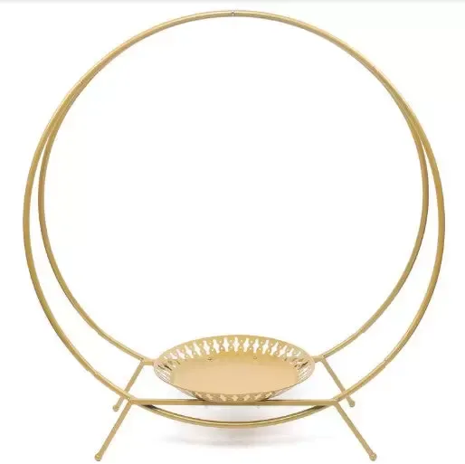 Svatební oblouk se 2 kroužky se stojanem na dort, Kovaný svatební oblouk, Dekorativní doplňky, Průměr: 80 cm