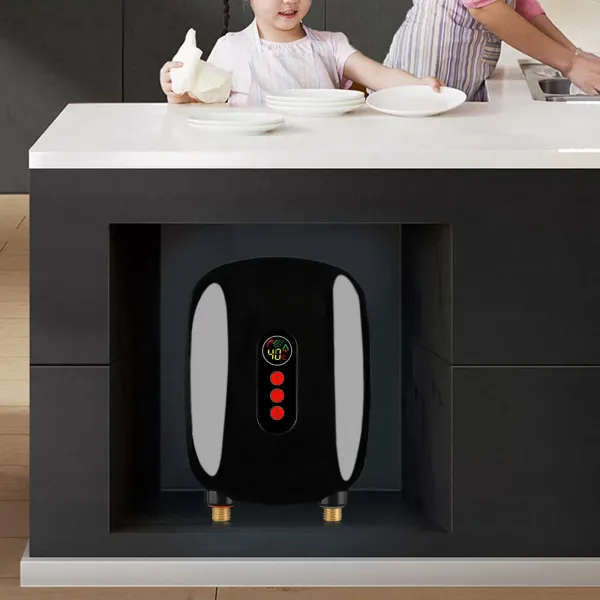 Mini elektronický ohřívač vody, 6,5 kW, 220 V, pod umyvadlo, s LCD displejem, do koupelny, kuchyně, sprchy, černá
