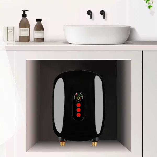 Mini elektronický ohřívač vody, 6,5 kW, 220 V, pod umyvadlo, s LCD displejem, do koupelny, kuchyně, sprchy, černá Mini elektronický ohřívač vody, 6,5 kW, 220 V, pod umyvadlo, s LCD displejem, do koupelny, kuchyně, sprchy, černá
