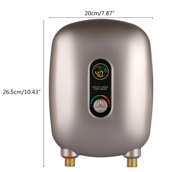 Mini elektrický ohřívač vody, malý průtokový ohřívač vody, průtokový ohřívač vody, s LCD displejem, 6500 W, do koupelny a kuchyně
