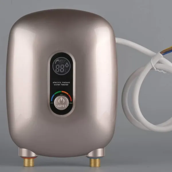 Mini elektrický ohřívač vody, malý průtokový ohřívač vody, průtokový ohřívač vody, s LCD displejem, 6500 W, do koupelny a kuchyně