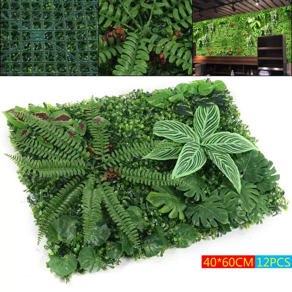 Sada 9 až 12 umělých zimostrázových panelů - pro nástěnnou dekoraci - 60 cm x 40 cm Sada 9 až 12 umělých zimostrázových panelů - pro nástěnnou dekoraci - 60 cm x 40 cm