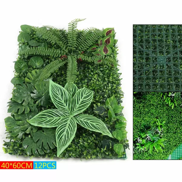 Sada 9 až 12 umělých zimostrázových panelů - pro nástěnnou dekoraci - 60 cm x 40 cm