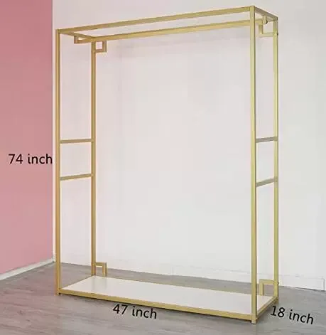 Zlatý věšák na kabáty s policí 120 x 45 x 188 cm Kovový věšák na svatební šaty Stojan na boty