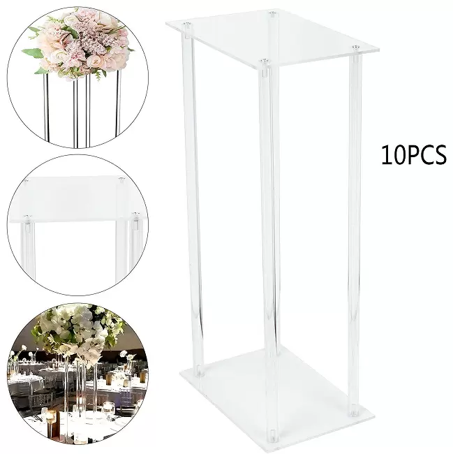 Sada 10 odnímatelných akrylových váz - 60 cm - Deska stolu - Dekorace na párty stůl