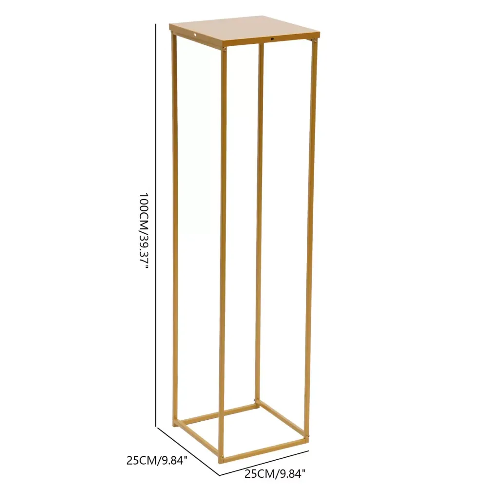 Kovový stojan na květiny - 25 x 25 x 100 cm - Výška: zlatá - Na svatbu - Odnímatelný - Geometrický