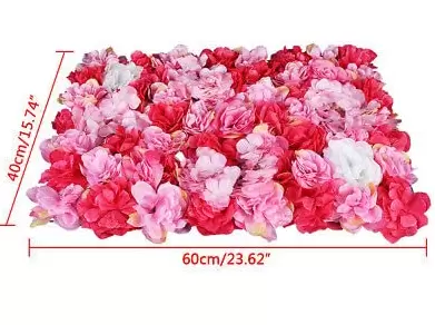 Sada 12 ks květinových stěn - svatební dekorace na zeď - 40 x 60 cm - hedvábné růže