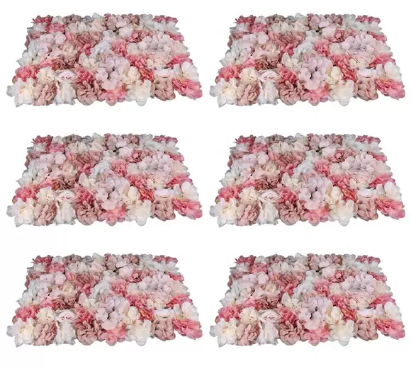6 x stěna z umělých květin, stěna z hedvábných růží, pozadí pro svatbu, párty, zahradní DIY dekorace