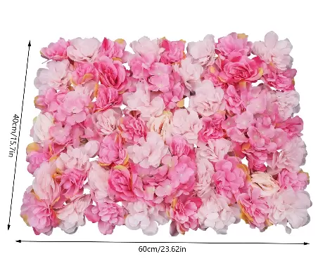 6 ks umělých hedvábných květinových stěn pro svatební výzdobu, zahradní párty, DIY (tmavě růžová, 60x40 cm)