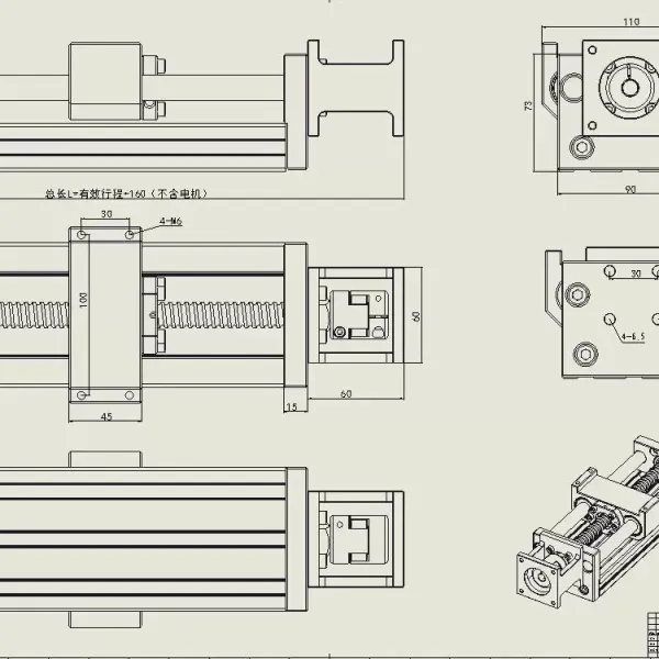 100mm CNC ruční posuvný stůl - lineární pohyb s nízkým odporem tření