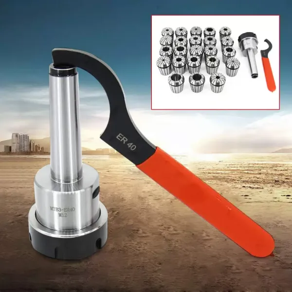 23 ks Sada pružinových kleštin Ø 4 – 26 mm + 1 ks Držák MT3 M12 ER40 pro upínací kleštinu Morse Taper