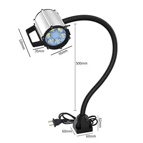 Flexibilní lampa s husím krkem, 5W LED soustruhová lampa Pracovní světlo Strojní lampa Vodotěsná lampa na rameno, s pevnou základnou