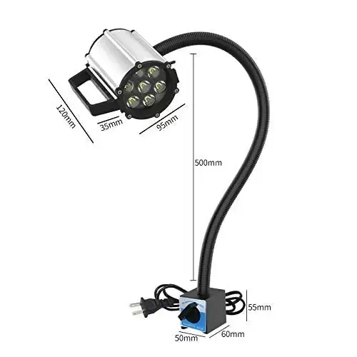 Flexibilní lampa s husím krkem, 5W LED soustruhová lampa Pracovní světlo Strojní lampa Vodotěsná lampa na rameno, s magnetickou základnou