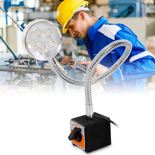 Osvětlení stroje s magnetickou základnou, 5W magnetická LED lampa soustruhu Flexibilní vodotěsná lampa s ramenem COB pracovní světlo s husím krkem