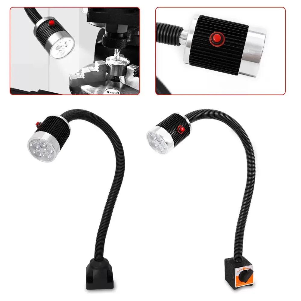 5W 110-220V LED pracovní světlo s 500mm pevnou základnou, pracovní světlo pro CNC obráběcí stroj