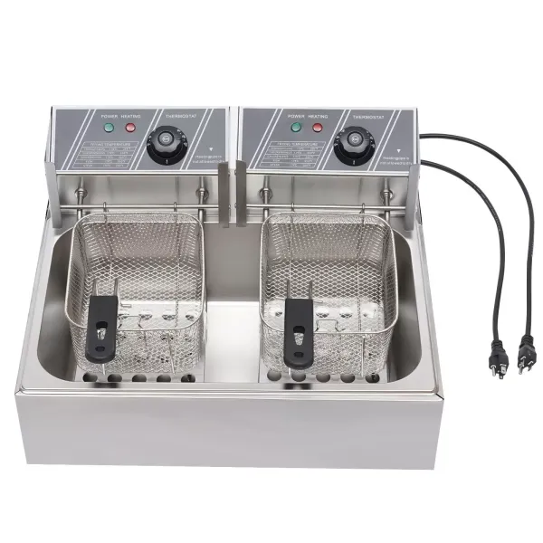 Fritézy 12 L 2500 W na hranolky kuře restaurace domácí kuchyně vaření nerezová dvojitá fritéza Fritézy 12 L 2500 W na hranolky kuře restaurace domácí kuchyně vaření nerezová dvojitá fritéza