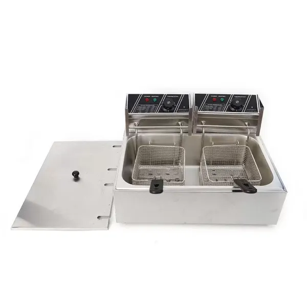 Fritézy 12 L 2500 W na hranolky kuře restaurace domácí kuchyně vaření nerezová dvojitá fritéza Fritézy 12 L 2500 W na hranolky kuře restaurace domácí kuchyně vaření nerezová dvojitá fritéza
