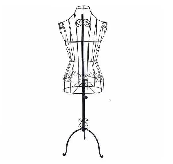 Černá kovová šicí figurína - Vintage styl - Nastavitelná výška 64 cm