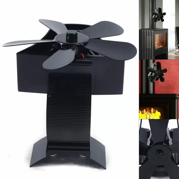 Ventilátor kamna bez elektřiny Bez hluku Ventilátor do krbu 5-lopatkový rotační ventilátor Nově inovovaný 5-lopatkový pro krb s hořákem na dřevo