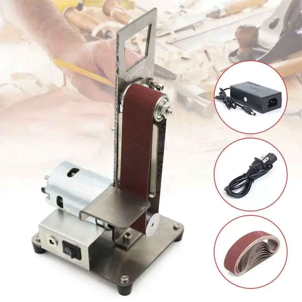 Mini DIY elektrický páskový stroj Leštička Pevná úhlová bruska Brousek Stolní čepel Vertikální stolní řezačka Motor 795