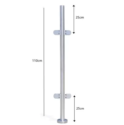 304 Sloupek zábradlí z nerezové oceli 110 cm prémiový plot se skleněnými svorkami Použitelné 8-12 mm