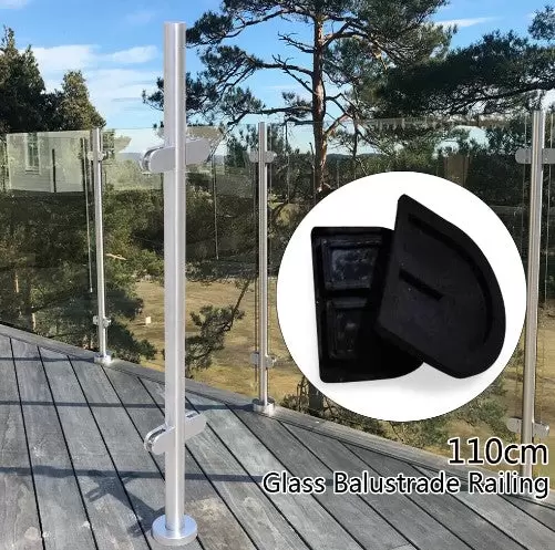 304 Sloupek zábradlí z nerezové oceli 110 cm prémiový plot se skleněnými svorkami Použitelné 8-12 mm