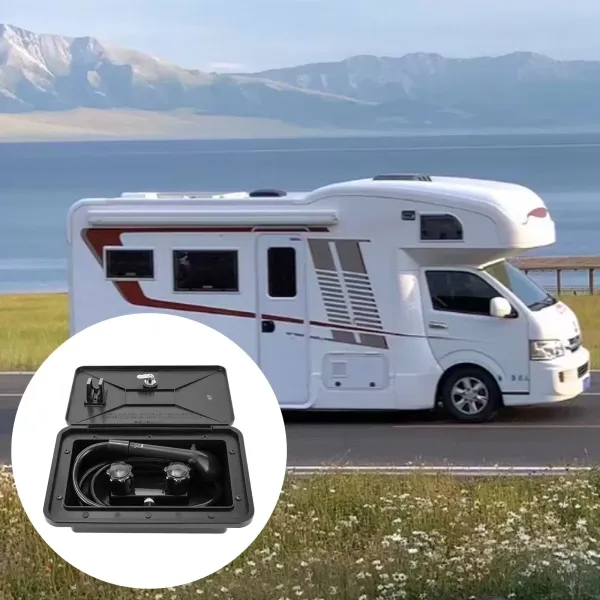 Sada venkovního sprchového boxu RV s přepínačem tepla/studena, sprchová hlavice, hadice, pro loď, obytný vůz, karavan, černá Sada venkovního sprchového boxu RV s přepínačem tepla/studena, sprchová hlavice, hadice, pro loď, obytný vůz, karavan, černá