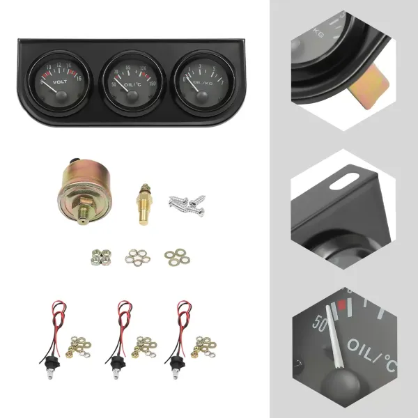 52 mm 3 v 1 Doplňkové nástroje Měřič teploty vody Měřič tlaku oleje Měřič voltmetru 52 mm 3 v 1 Doplňkové nástroje Měřič teploty vody Měřič tlaku oleje Měřič voltmetru