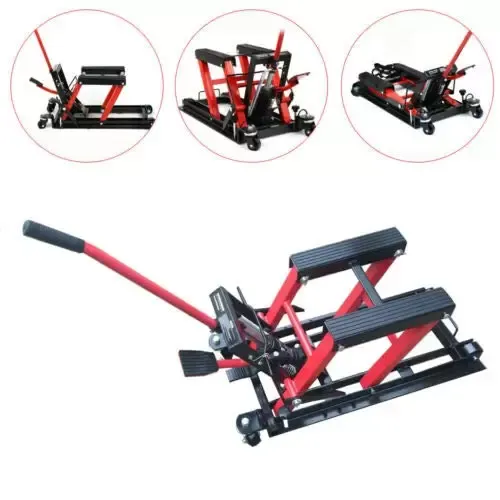 Motocyklový zvedák 680 kg Opravny motocyklů Průmysl Hydraulický zvedák Motocyklový zvedák Hydraulický zvedák motocyklů s protiskluzovou rukojetí Protiskluzový pedál pro použití v garáži Dráha