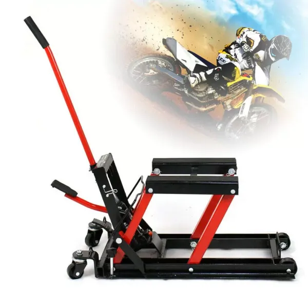 Motocyklový zvedák 680 kg Opravny motocyklů Průmysl Hydraulický zvedák Motocyklový zvedák Hydraulický zvedák motocyklů s protiskluzovou rukojetí Protiskluzový pedál pro použití v garáži Dráha