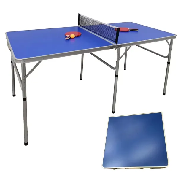 CNCEST Multistore 2002 skládací stůl na stolní tenis s pingpongovou sítí a raketami modrá 152 x 76 x 76 cm