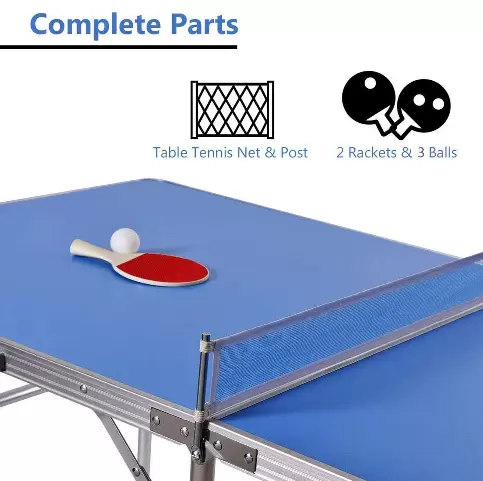 CNCEST Multistore 2002 skládací stůl na stolní tenis s pingpongovou sítí a raketami Modrá 152 x 76 x 76 cm