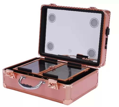 Makeup Train Case – Kosmetický organizér Makeup Case se světlem a zrcadlem/Pouzdro na make-up s jednotlivými přepážkami/Velká sada pro organizaci make-up Artist