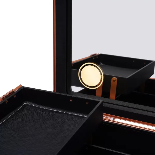 Makeup Train Case – Kosmetický organizér Makeup Case se světlem a zrcadlem/Pouzdro na make-up s jednotlivými přepážkami/Velká sada pro organizaci make-up Artist