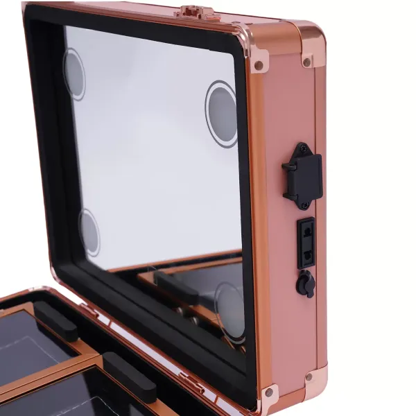 Makeup Train Case – Kosmetický organizér Makeup Case se světlem a zrcadlem/Pouzdro na make-up s jednotlivými přepážkami/Velká sada pro organizaci make-up Artist