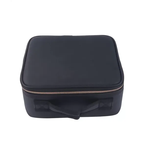 Přenosné pouzdro na make-up se zrcátkem 26 x 23 x 11 cm, černé, s přepážkou, toaletní taška, pro ukládání na cesty