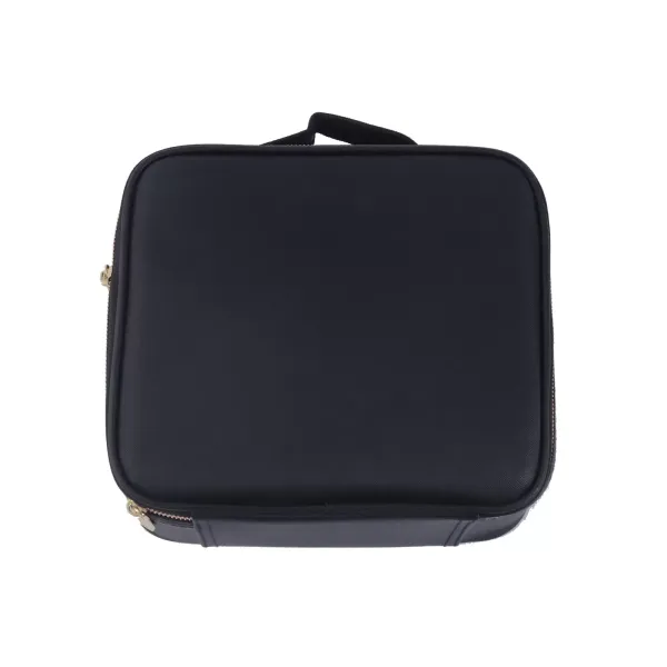 Přenosné pouzdro na make-up se zrcátkem 26 x 23 x 11 cm, černé, s přepážkou, toaletní taška, pro ukládání na cesty Přenosné pouzdro na make-up se zrcátkem 26 x 23 x 11 cm, černé, s přepážkou, toaletní taška, pro ukládání na cesty