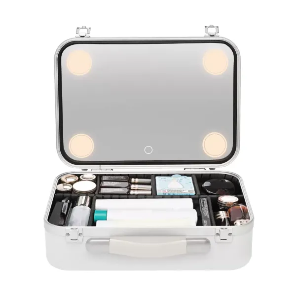 Organizér na make-up se světly a zrcátky, přenosná kosmetická krabička, promyšlený design, snadné použití