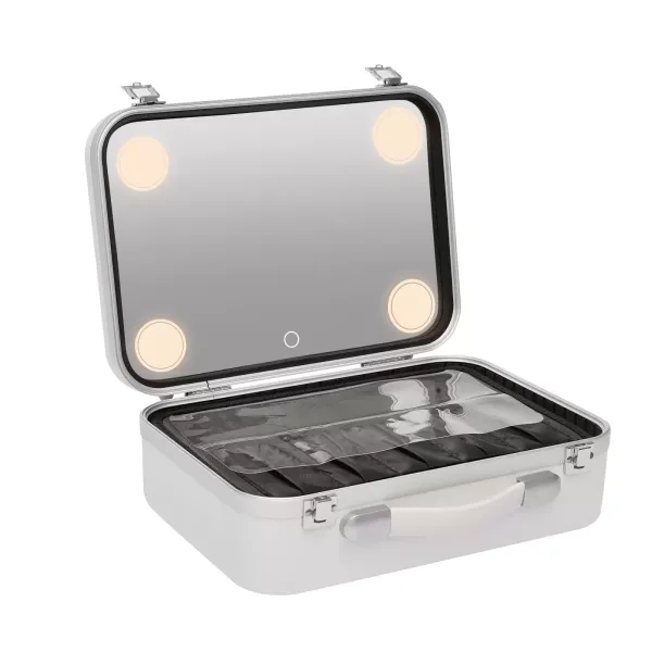 Organizér na make-up se světly a zrcátky, přenosná kosmetická krabička, promyšlený design, snadné použití