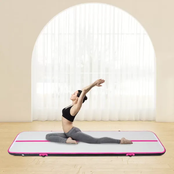 Gymnastická podložka 4 m x 1, nafukovací, s taškou a elektrickou vzduchovou pumpou, podložka na jógu, sportovní podložka, jóga, posilovna – růžová Gymnastická podložka 4 m x 1, nafukovací, s taškou a elektrickou vzduchovou pumpou, podložka na jógu, sportovní podložka, jóga, posilovna – růžová