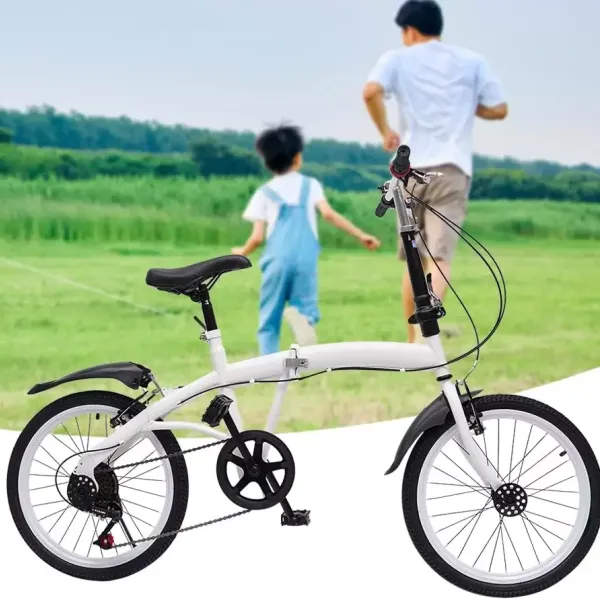 20" skládací kolo z uhlíkové oceli – malé unisexové skládací kolo – 7 rychlostí – přední V brzda a zadní brzda – městské kolo pro dospělé – bílá 20" skládací kolo z uhlíkové oceli – malé unisexové skládací kolo – 7 rychlostí – přední V brzda a zadní brzda – městské kolo pro dospělé – bílá