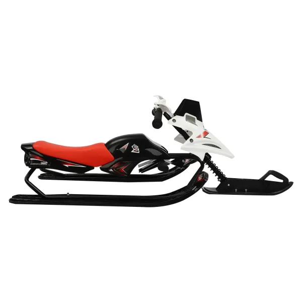 Závodní sáně Snowracer Curve GT s řízením pro děti i dospělé, s tlumičem - černá/bílá, 120x55x40
