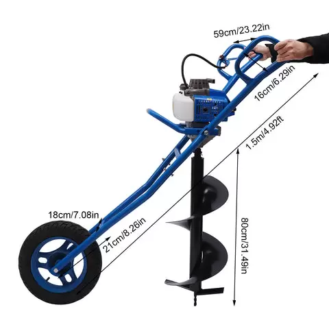 2-taktní benzínový šnek 63CC 2,2 kW s 8 cm vrtákem