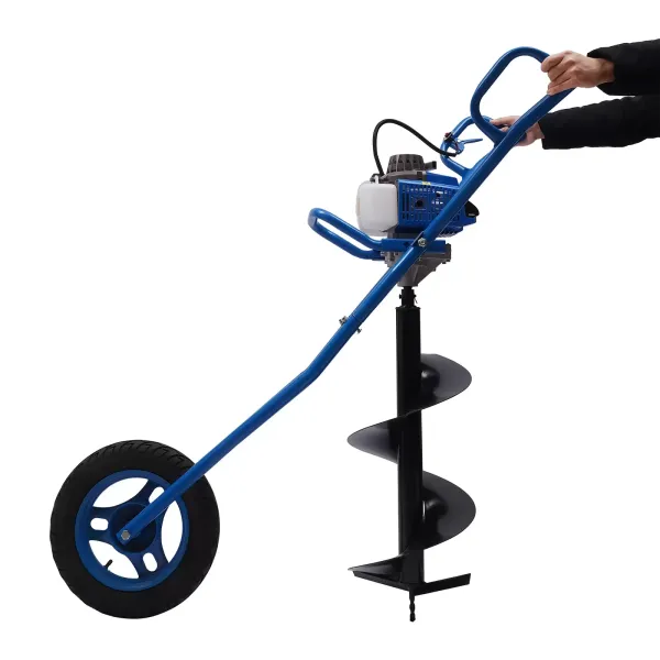 2-taktní benzínový šnek 63CC 2,2 kW s 8cm vrtákem s gumovým kolem Flexibilní pohyb – modrá 2-taktní benzínový šnek 63CC 2,2 kW s 8cm vrtákem s gumovým kolem Flexibilní pohyb – modrá