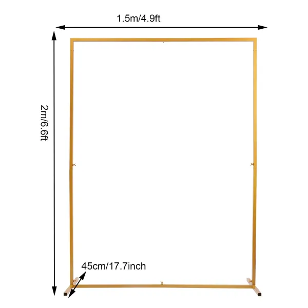 Zlatý kovový balónový oblouk - Svatební oblouk - 2 m x 1,5 m - pro svatbu, párty, zahradní dekorace