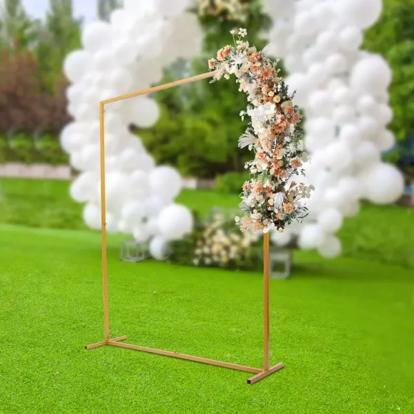 Zlatý kovový balónový oblouk - Svatební oblouk - 2 m x 1,5 m - pro svatbu, párty, zahradní dekorace